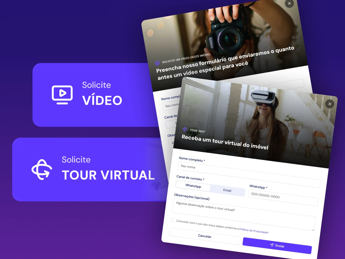 Solicitação de informações e mídias